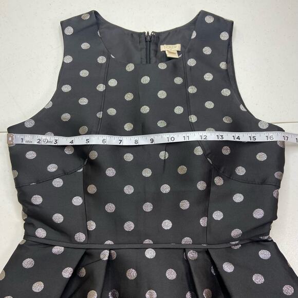 J. Crew Silver Polka Dot Bubble Skirt Dress Womens 2 Metallic Classy Chic Preppy - Picture 9 of 14